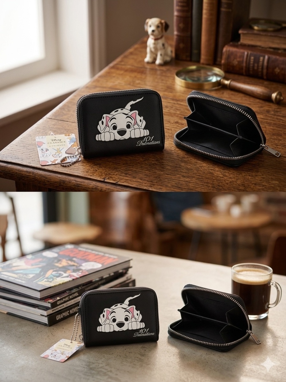 Disney 101 Dalmatians Black & White Peeking Puppy Zip Wallet - Picture 3 of 3